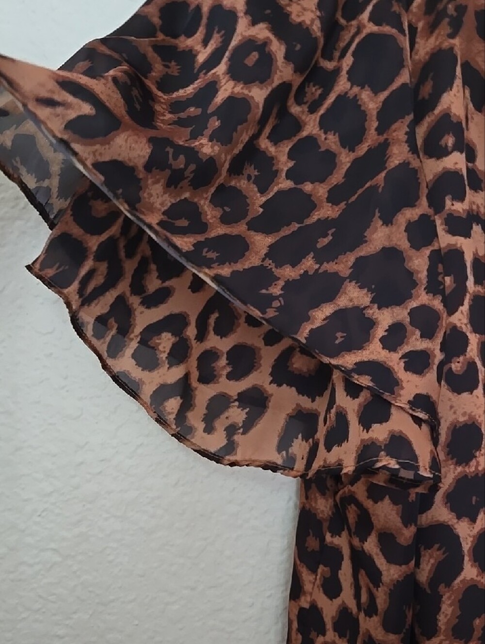 THML Leopard-Print Double Tie-Neck Blouse With Ruffle Sleeves - Picture 8 of 11
